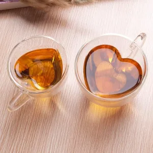 Heart Shaped Glass Coffee Cup