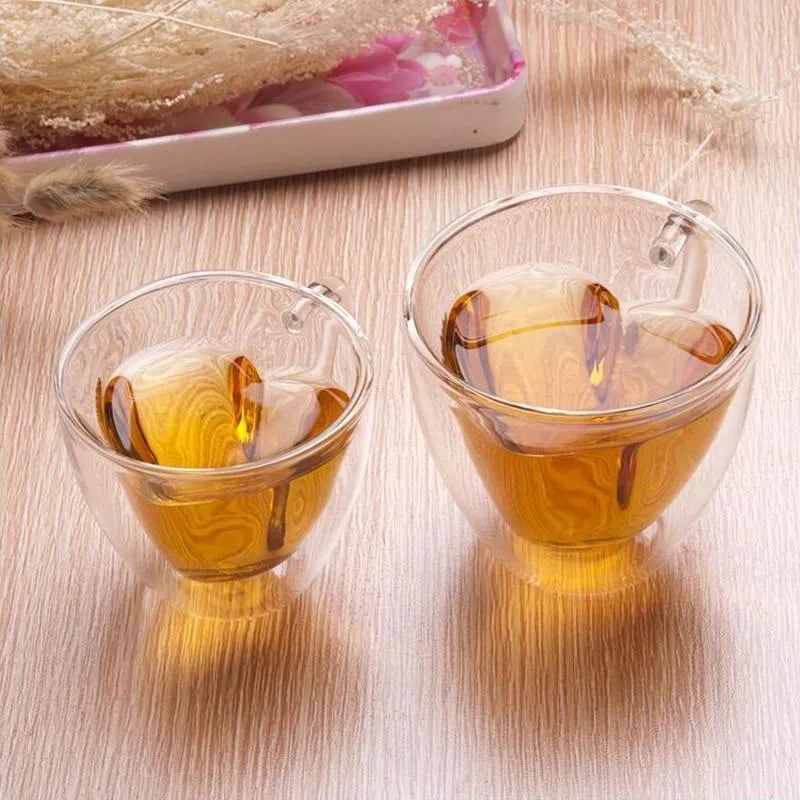 Heart Shaped Glass Coffee Cup
