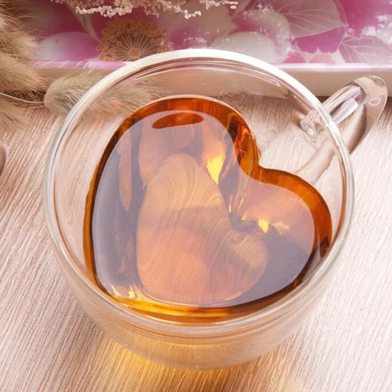 Heart Shaped Glass Coffee Cup