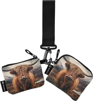 Highland Cow Zip Around Wristlet Wallet for Women Portable Detachable Dual Pocket Keychain Wallet Wrist Wallet