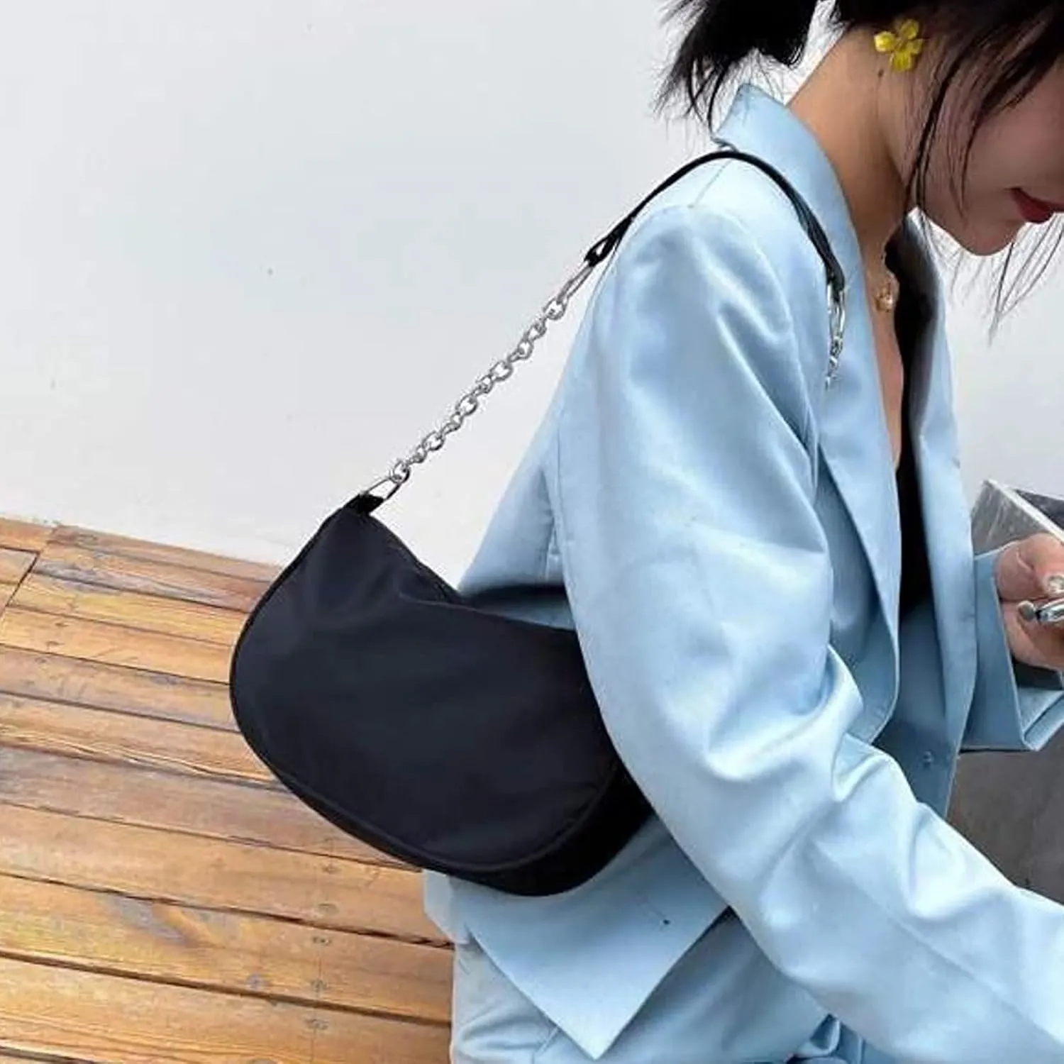 Hobo Crossbody Bags for Women Stadium Crossbody Messenger Bags for Concerts Sporting Events Summer Mini Gym Bag(Black)