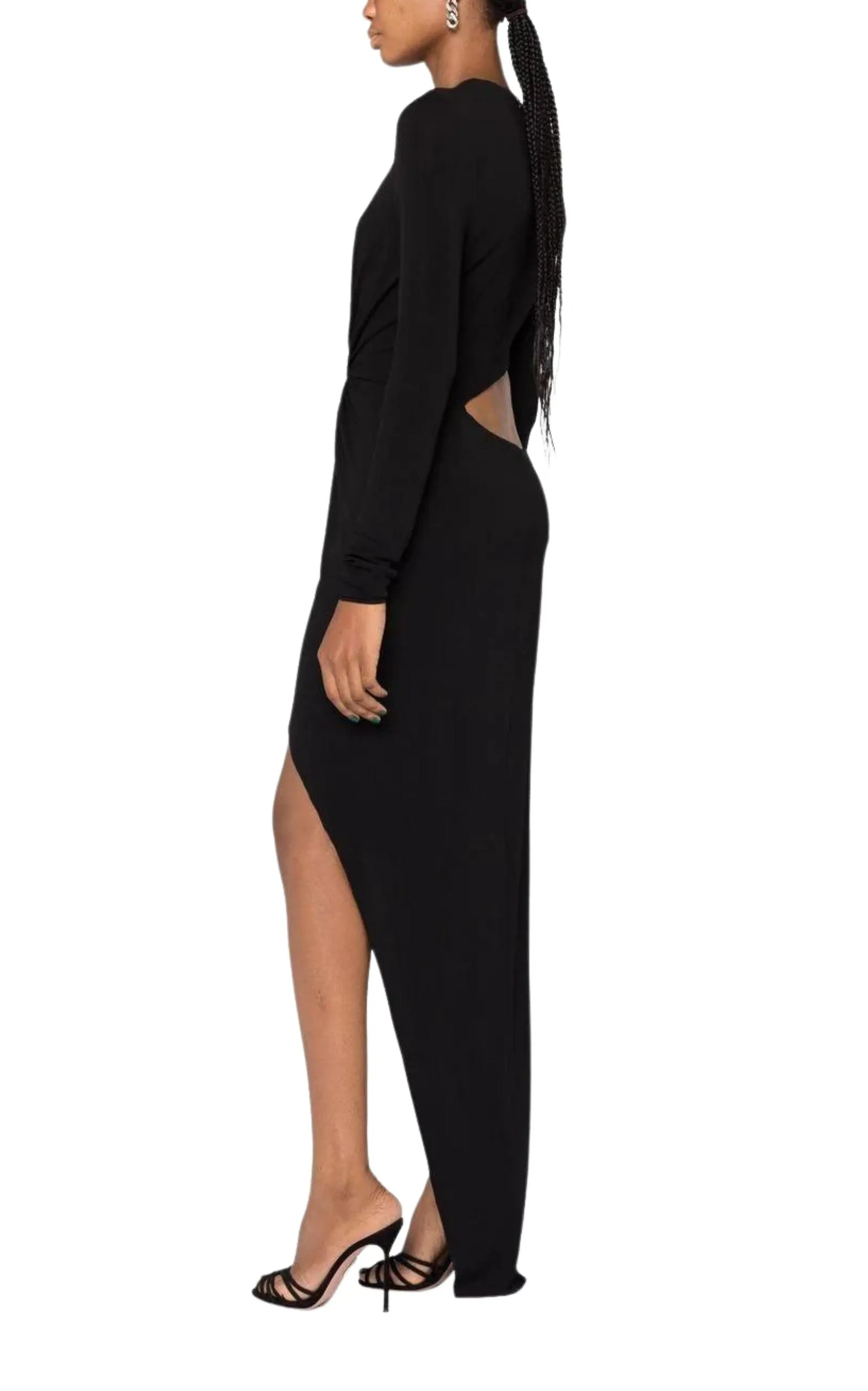 Hoop-detail Cut-out Asymmetric Dress