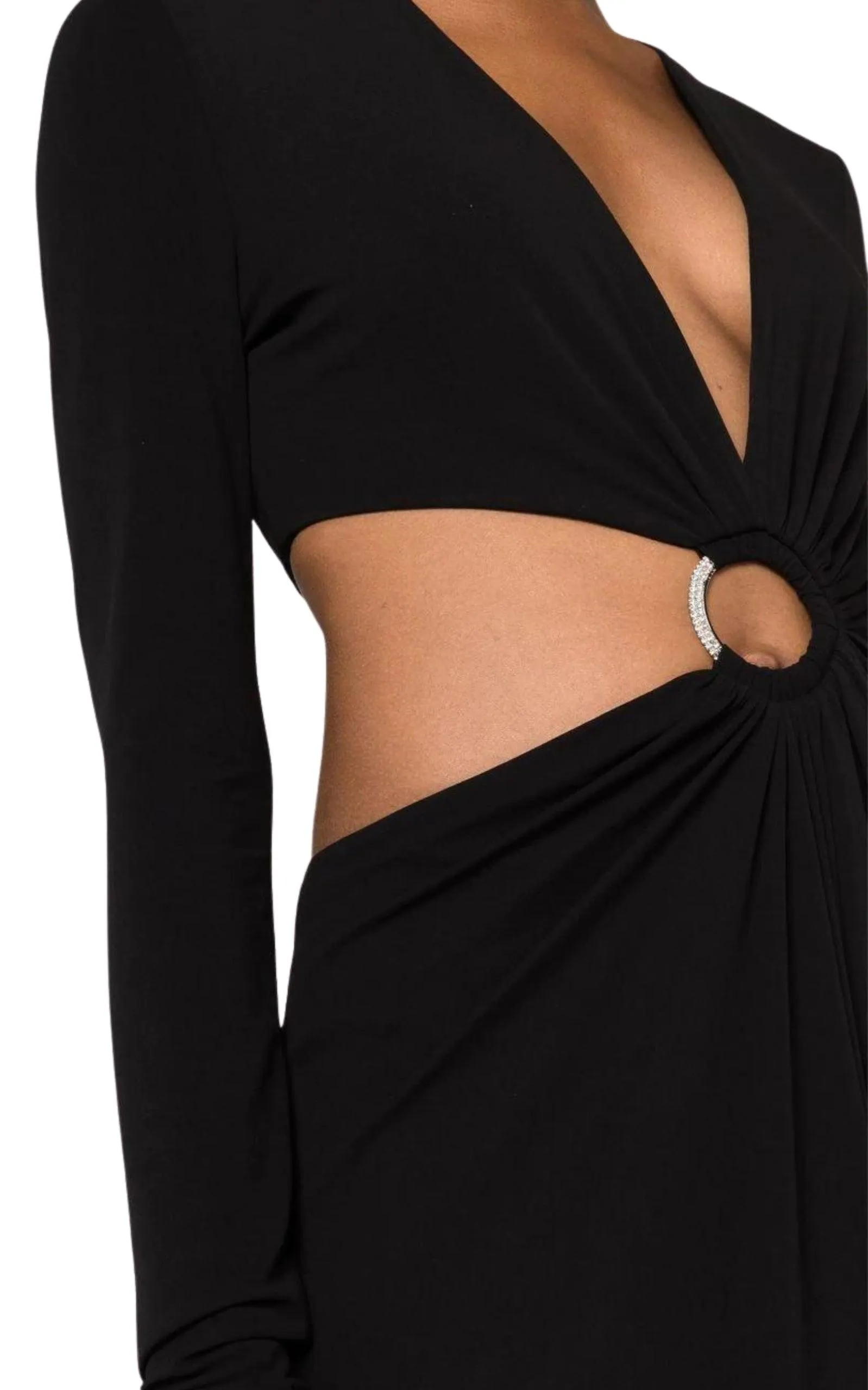 Hoop-detail Cut-out Asymmetric Dress
