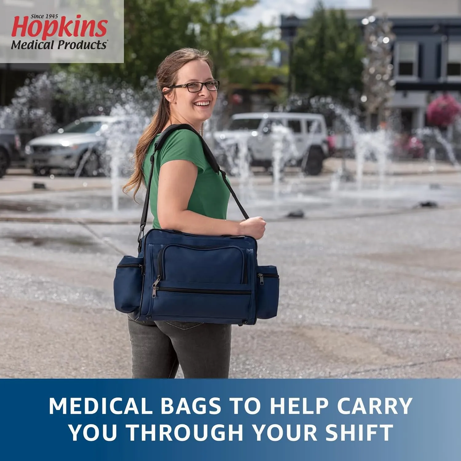 Hopkins Medical Products Mark V Shoulder Bag with Lock, HIPAA Compliant Lockable Zippers for Security, Adjustable Straps and Reinforced Bottom, Fold-Down Compartment, 13x11.25x7.5 inch, Purple