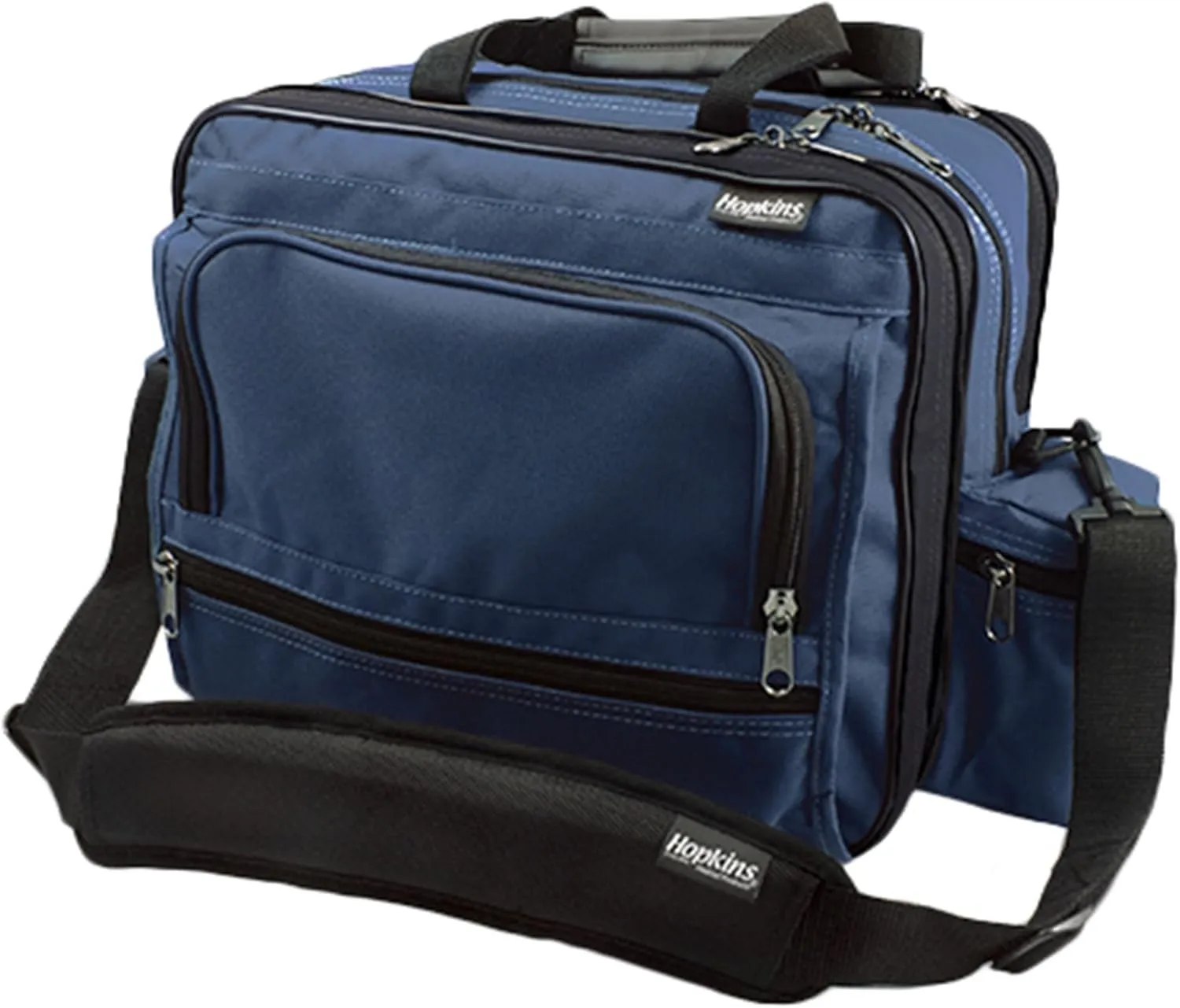 Hopkins Medical Products Mark V Shoulder Bag with Lock, HIPAA Compliant Lockable Zippers for Security, Adjustable Straps, Reinforced Bottom, Fold-Down Compartment, 13x11.25x7.5 inch, Navy