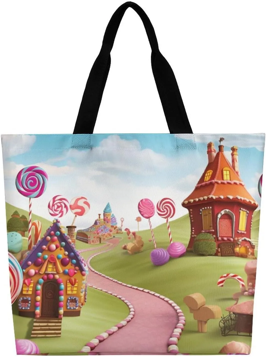 Italian Town Street Beach Bag Reusable Tote Bag Foldable Grocery Bags Women Shopping Bags for Daily Essentials