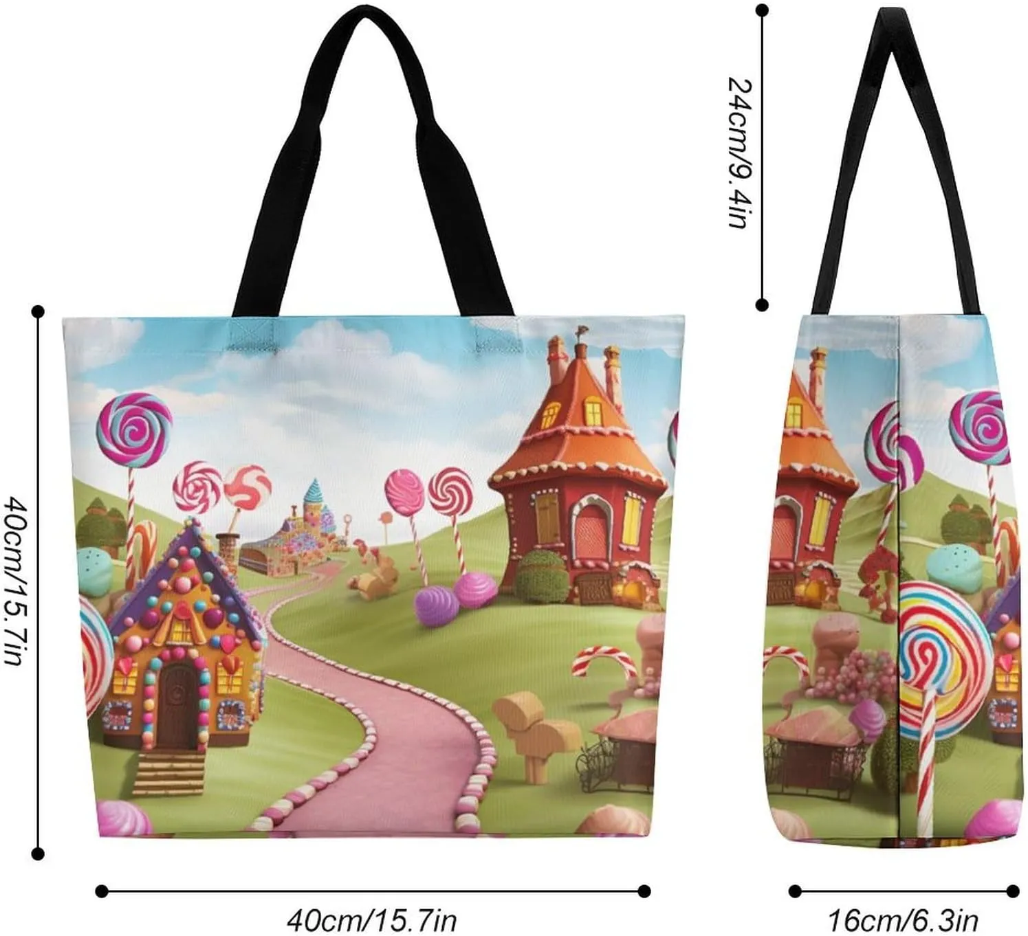 Italian Town Street Beach Bag Reusable Tote Bag Foldable Grocery Bags Women Shopping Bags for Daily Essentials