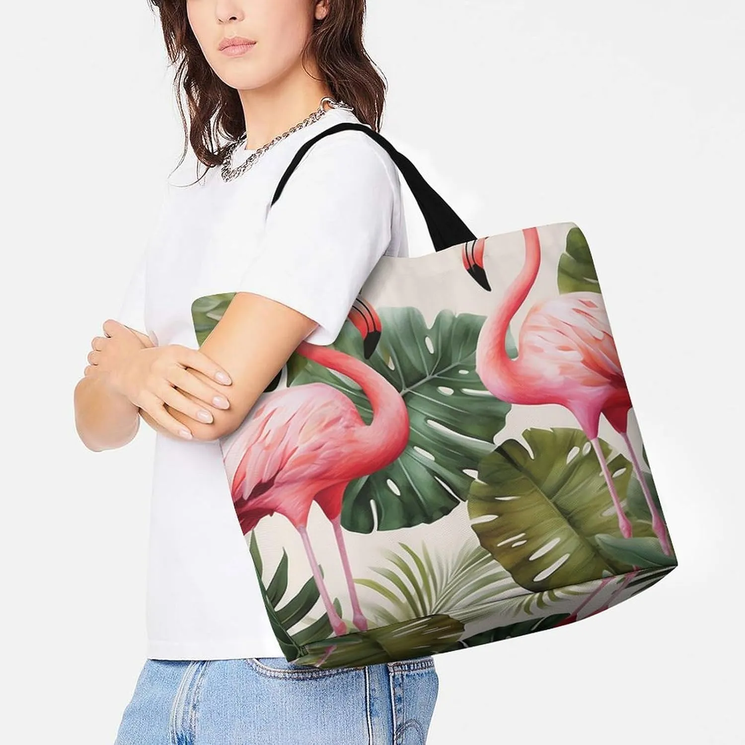 Italian Town Street Beach Bag Reusable Tote Bag Foldable Grocery Bags Women Shopping Bags for Daily Essentials