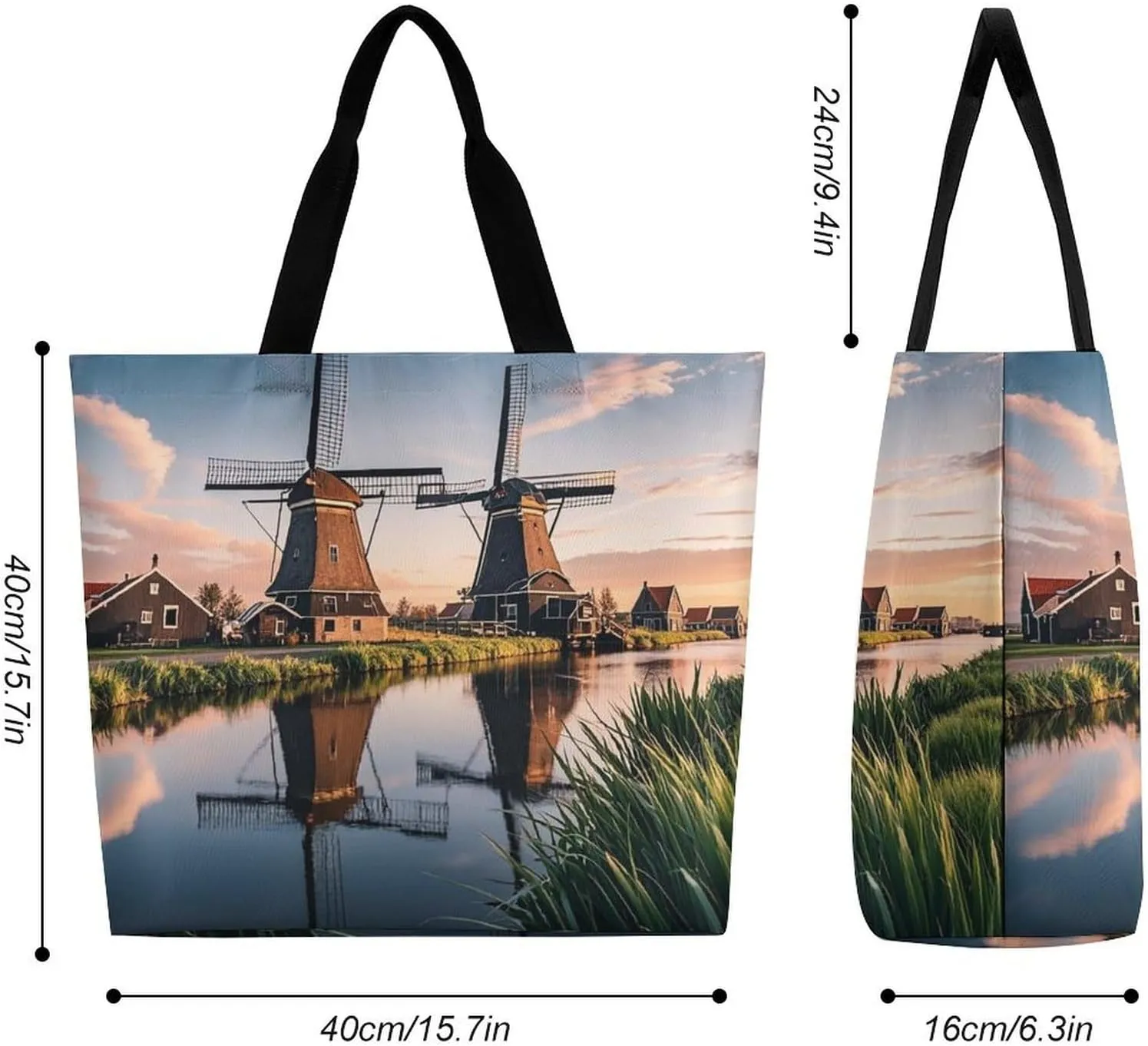 Italian Town Street Beach Bag Reusable Tote Bag Foldable Grocery Bags Women Shopping Bags for Daily Essentials