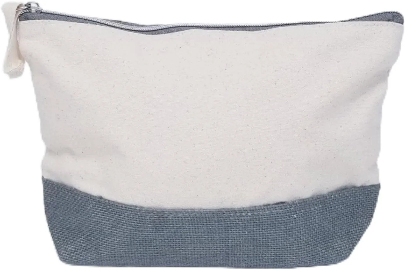 Jute Canvas Pouch, Multipurpose Travel Pouch, Cosmetics, Pencils/Pens, Storage (Gray)