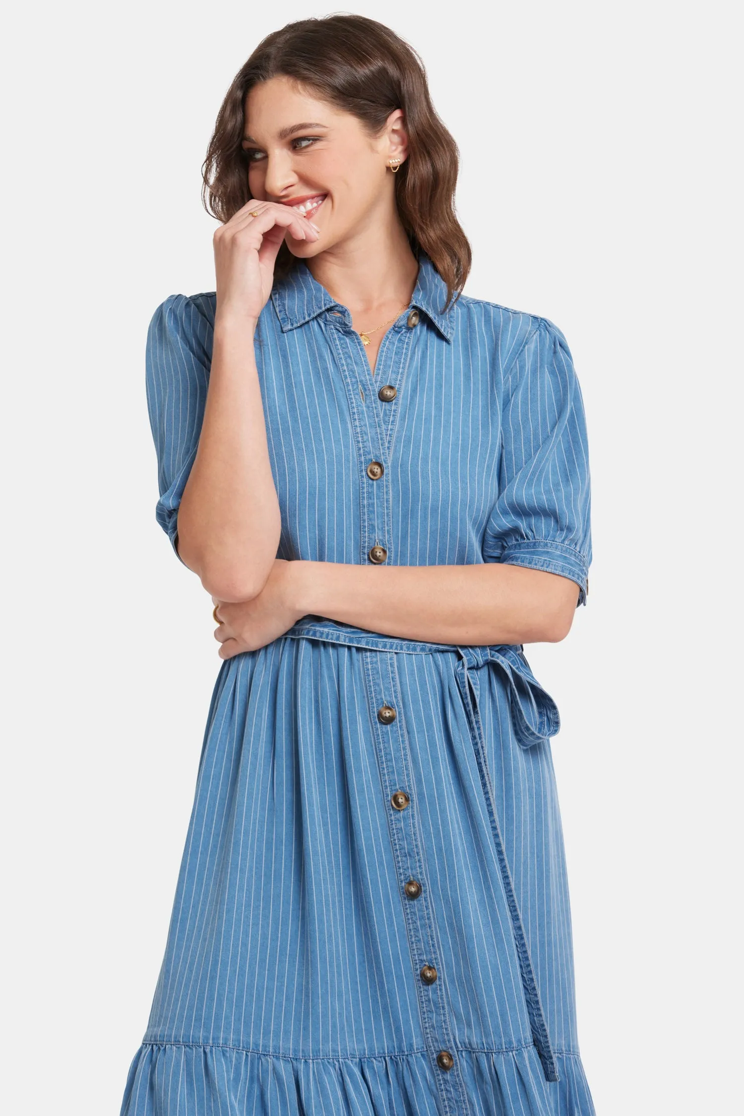 Kate Ruffle Dress  - Light Marine