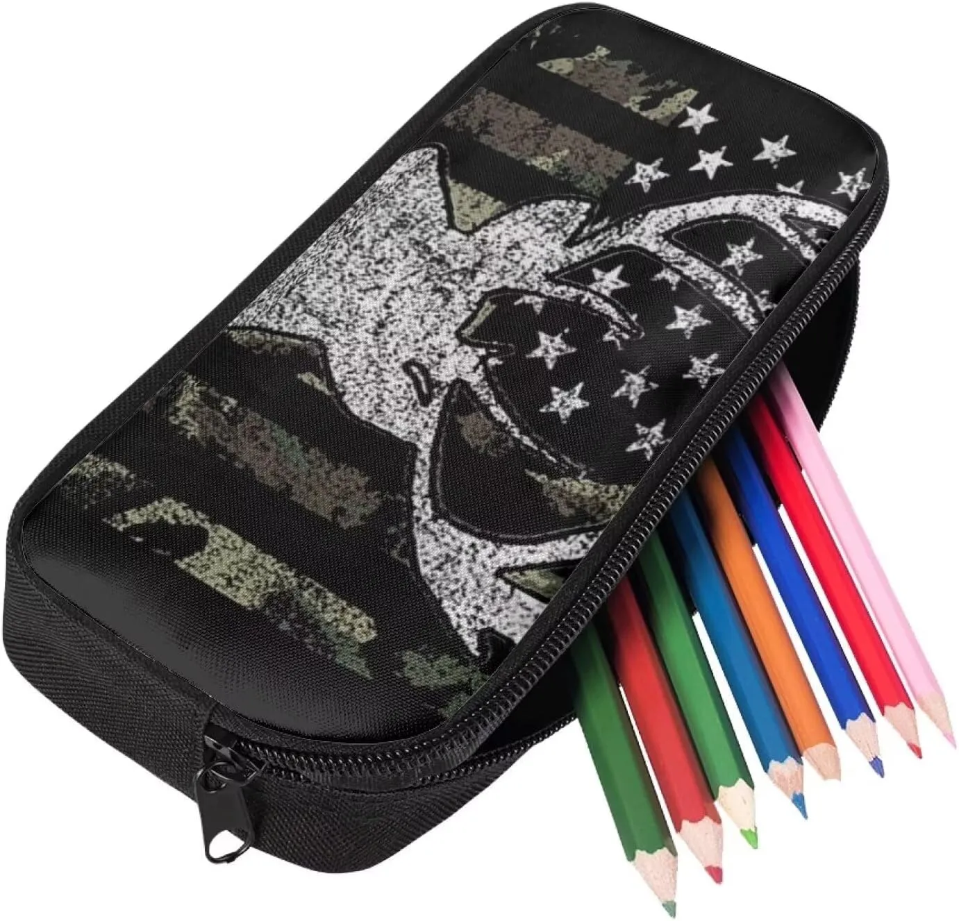 KEIAHUAN Kids School Bag American Flag Deer Hunting Camo Teen Girls Boys Toddler Bookbag Sturdy Backpack with Lunch Bag and Pencil Bag