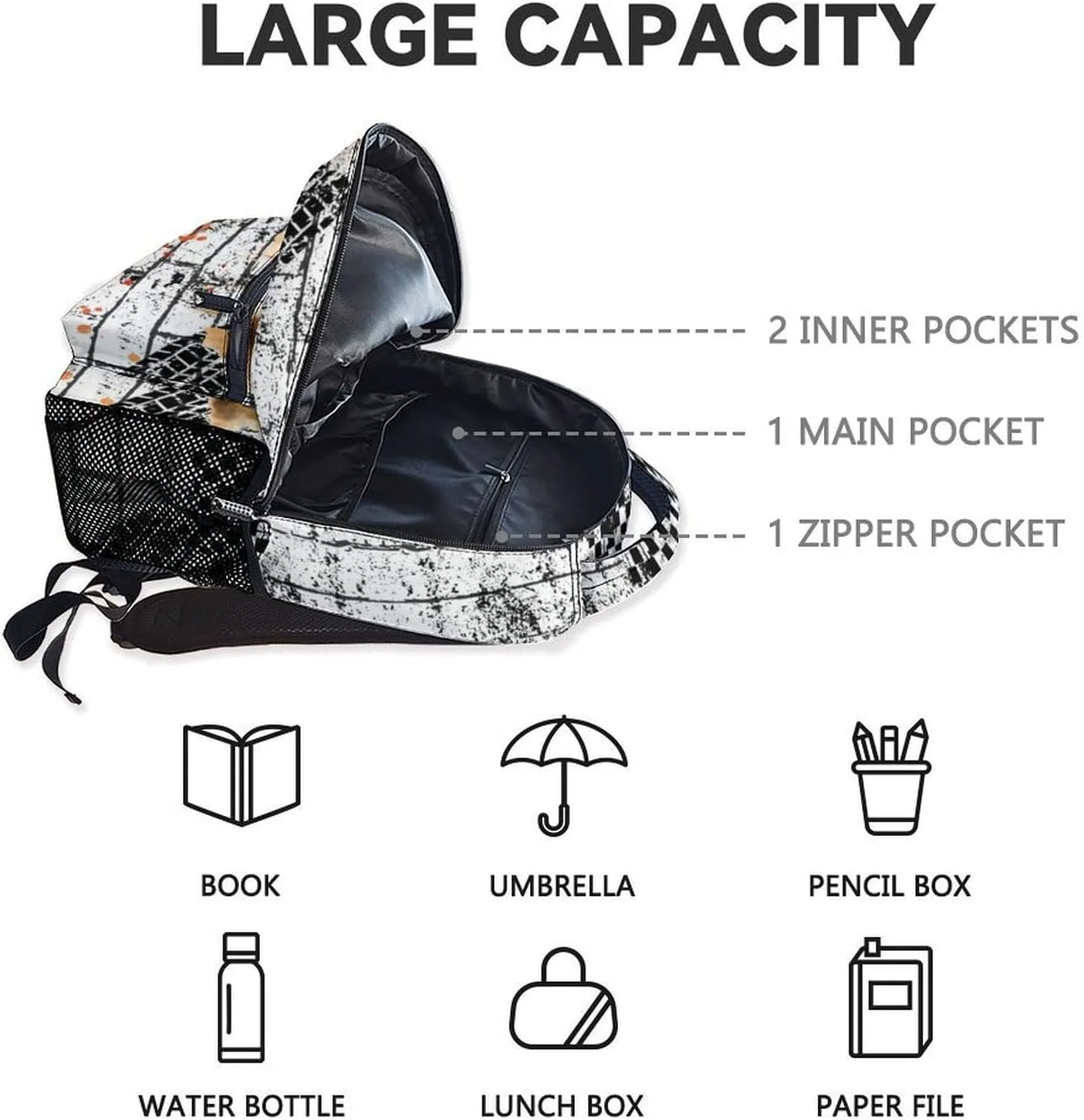 Kids Backpack for School, 17 Inch Travel Backpacks for Dirt Bike Lovers, Large Capacity Bookbag for Elementary & High School