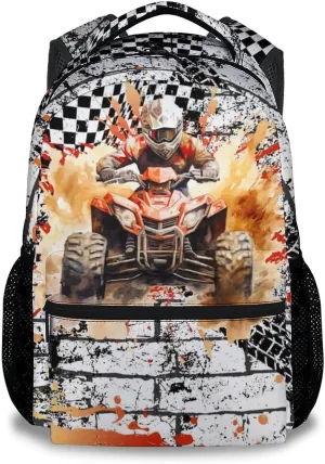 Kids Backpack for School, 17 Inch Travel Backpacks for Dirt Bike Lovers, Large Capacity Bookbag for Elementary & High School