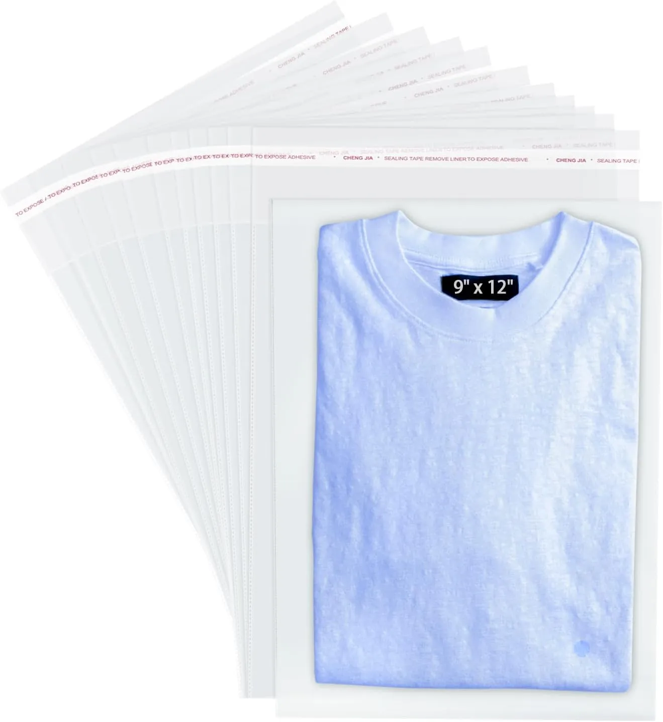 Ksmxos 100PCS Cellophane Bags,Clear Poly Bags,Packaging Bags,T Shirt Bags,Resealable Bags,Clear Plastic Bags for Packaging Clothing,Shirts,Decorative Wrappers,Party Favors,Artwork (9x12 Inches)