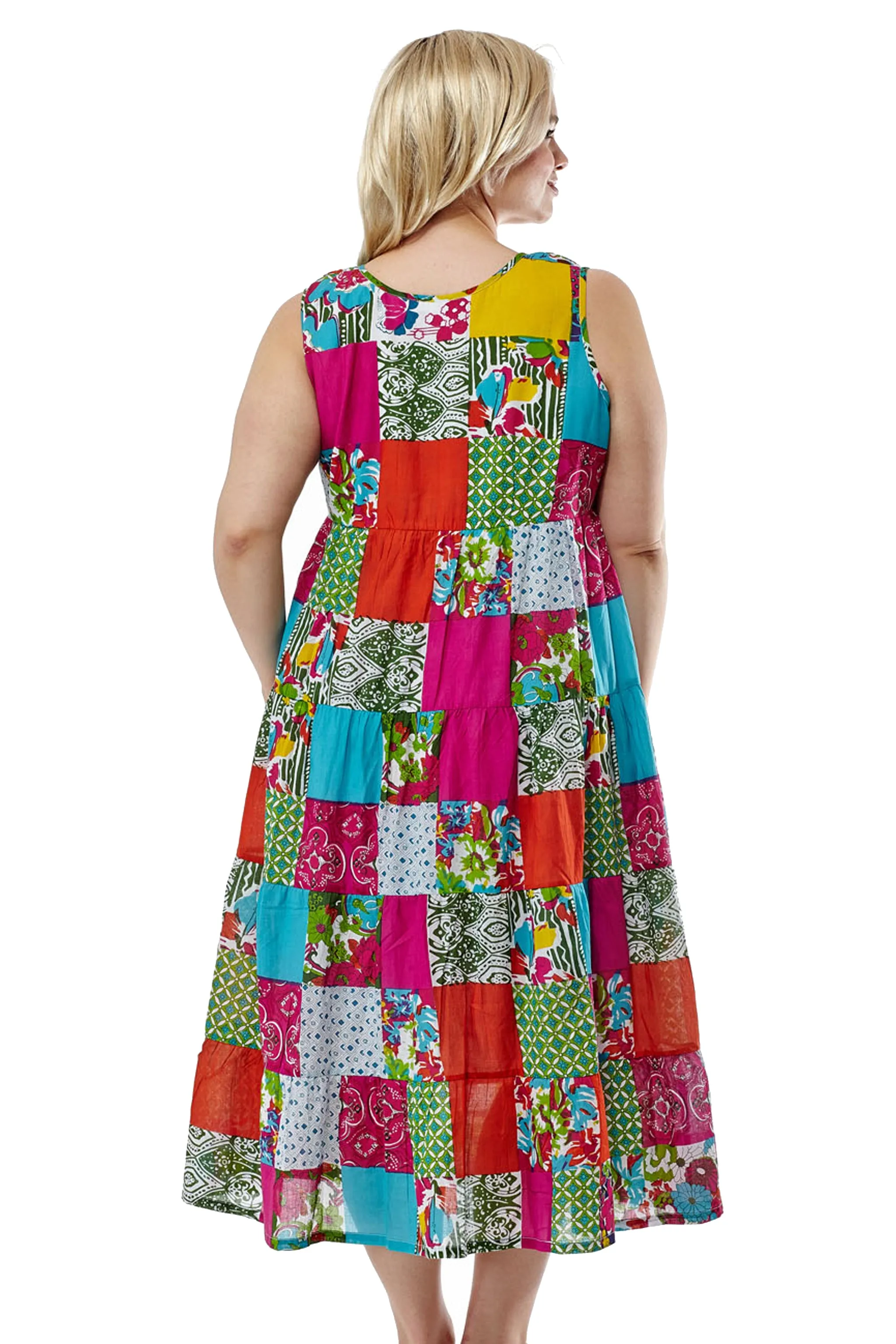 La Cera Plus Size Multicolored Patchwork Dress