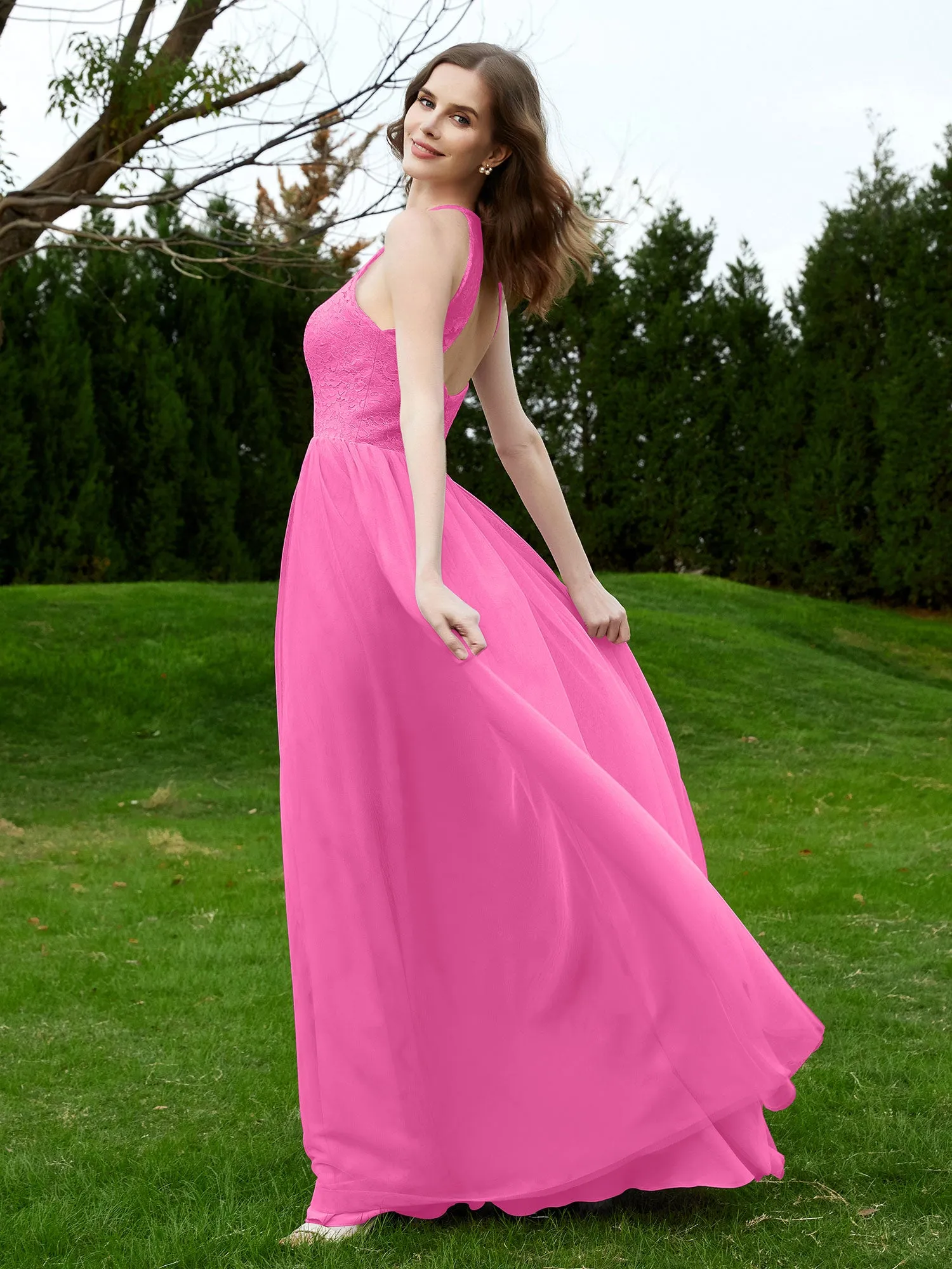 Lace Tulle Bridesmaid Gown Halter Neckline Azalea Plus Size