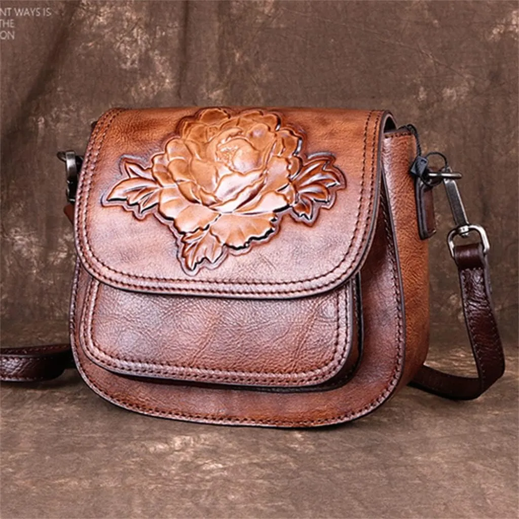 Ladies Shoulder Bags Vintage Saddle Bags Ladies Messenger Bags Hand Embossed crossbody