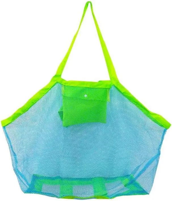 Large Mesh Beach Bag, Lightweight Mesh Beach Tote Reusable Ladies Shopping Bag with Inner Pocket, Travel Necessity, Green