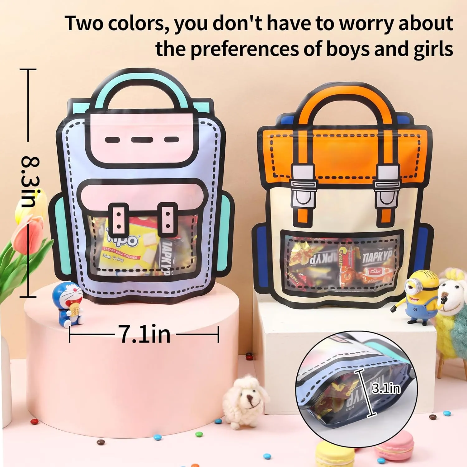 Lati Cute Goodie Kids Gift Bags - 20PCS Large Plastic Reusable Prefilled Goodie Bulk Party Favors Bags with Handles for Return Gift Kids Birthday,Snack,Candy,Party and Classroom Favorand Bags