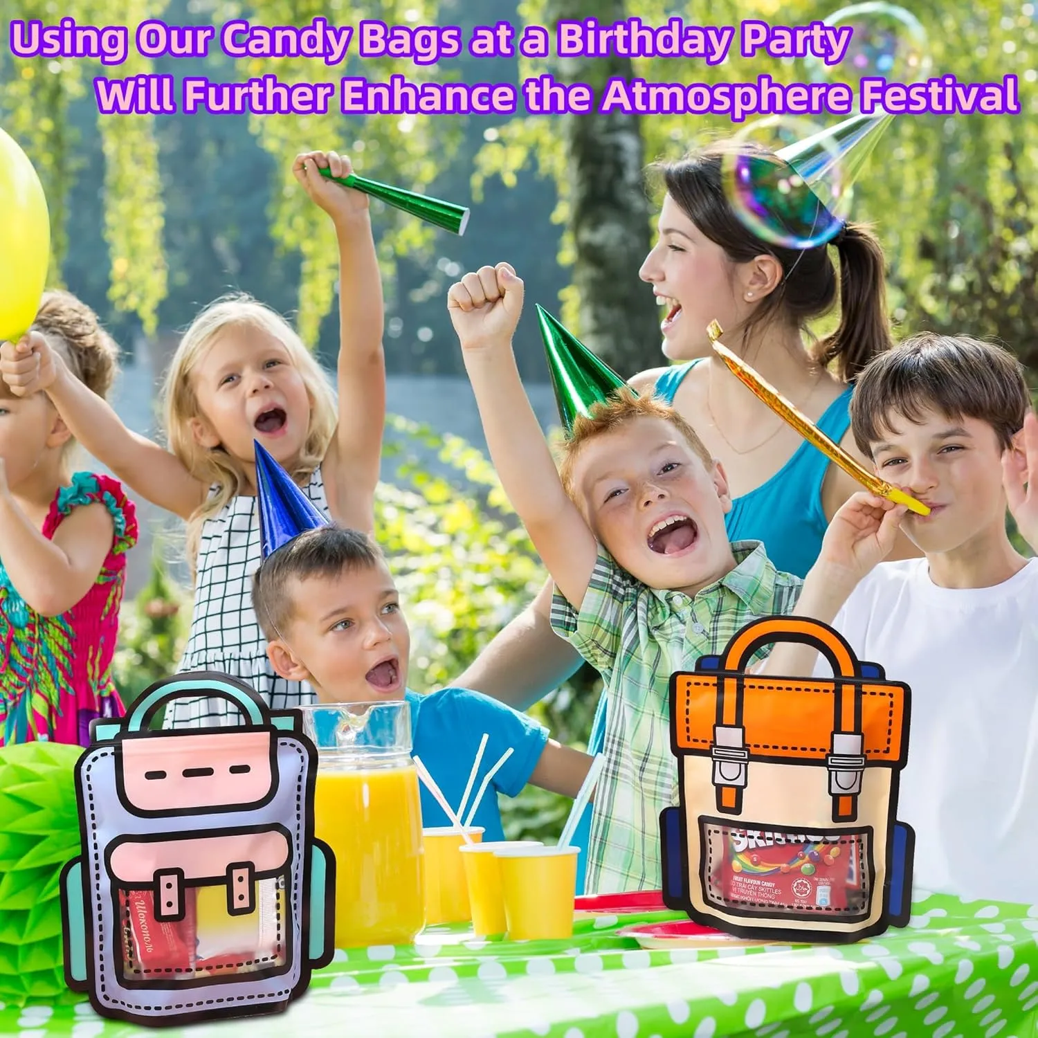 Lati Cute Goodie Kids Gift Bags - 20PCS Large Plastic Reusable Prefilled Goodie Bulk Party Favors Bags with Handles for Return Gift Kids Birthday,Snack,Candy,Party and Classroom Favorand Bags