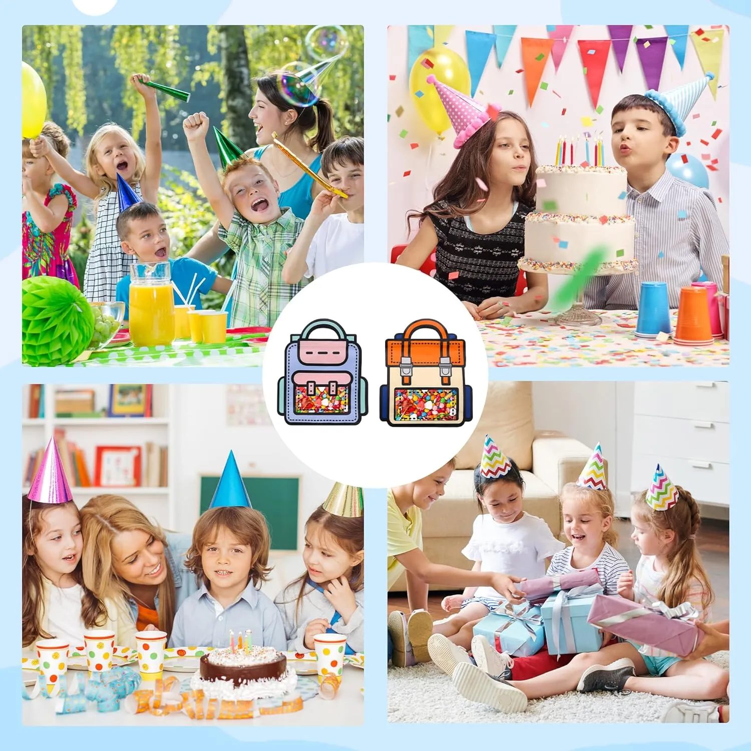Lati Cute Goodie Kids Gift Bags - 20PCS Large Plastic Reusable Prefilled Goodie Bulk Party Favors Bags with Handles for Return Gift Kids Birthday,Snack,Candy,Party and Classroom Favorand Bags