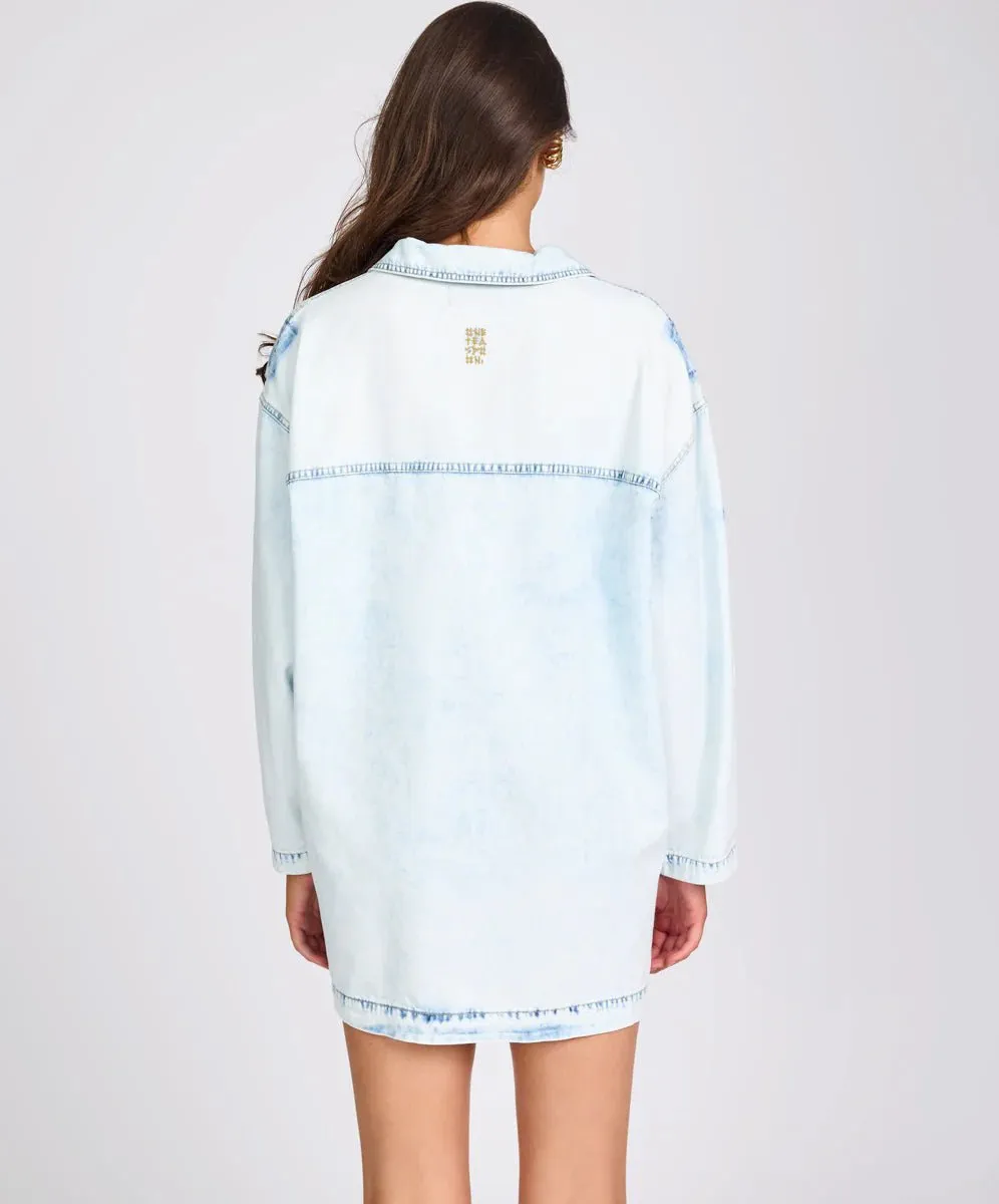 Le Captain Star Pullover Denim Shirt Dress - Depeche Blue