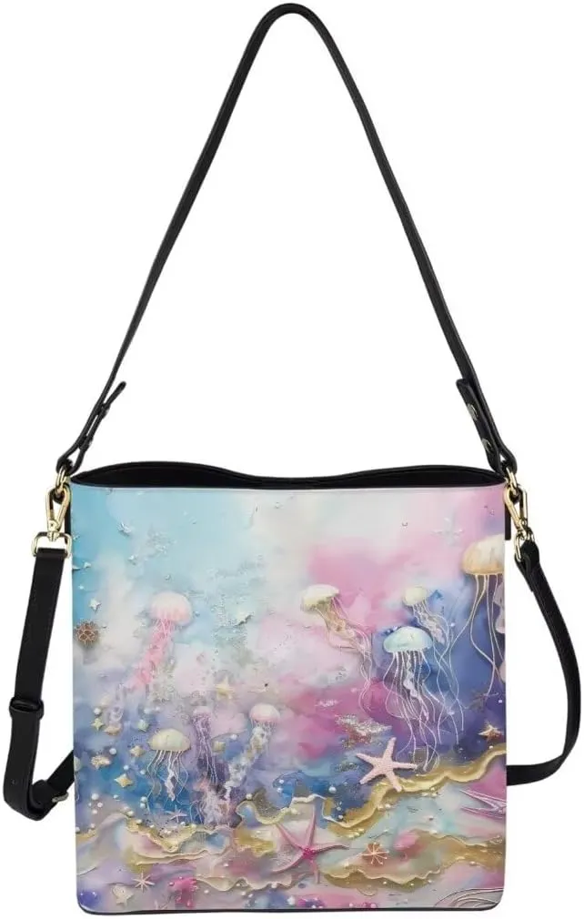 Leather Bucket Bags for Women Satchels Bucket Purse Large Tote Bags Commuting Crossbody Handbag Fashion Hobo Bags