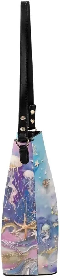 Leather Bucket Bags for Women Satchels Bucket Purse Large Tote Bags Commuting Crossbody Handbag Fashion Hobo Bags