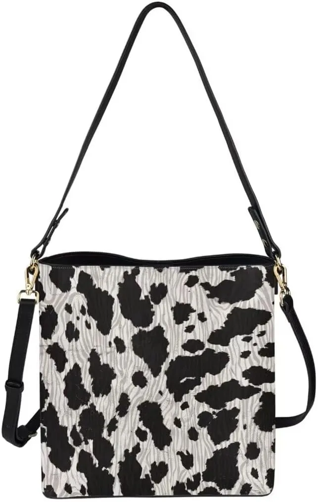 Leather Tote Bucket Bags for Women Trendy Satchels Work Travel Bag Cross Body Bag Purses with Adjustable Strap