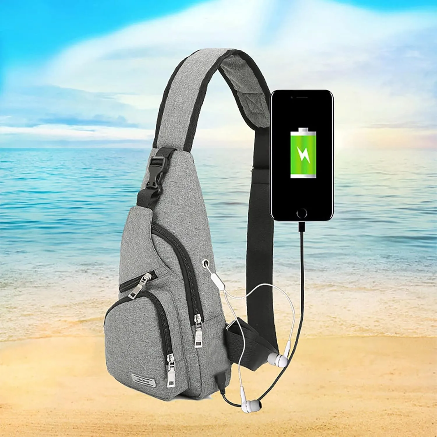 Lightweight Small Crossbody Bag for Women Men Cross Body Shoulder Bags with Keyholder Waterproof Backpack(Grey)