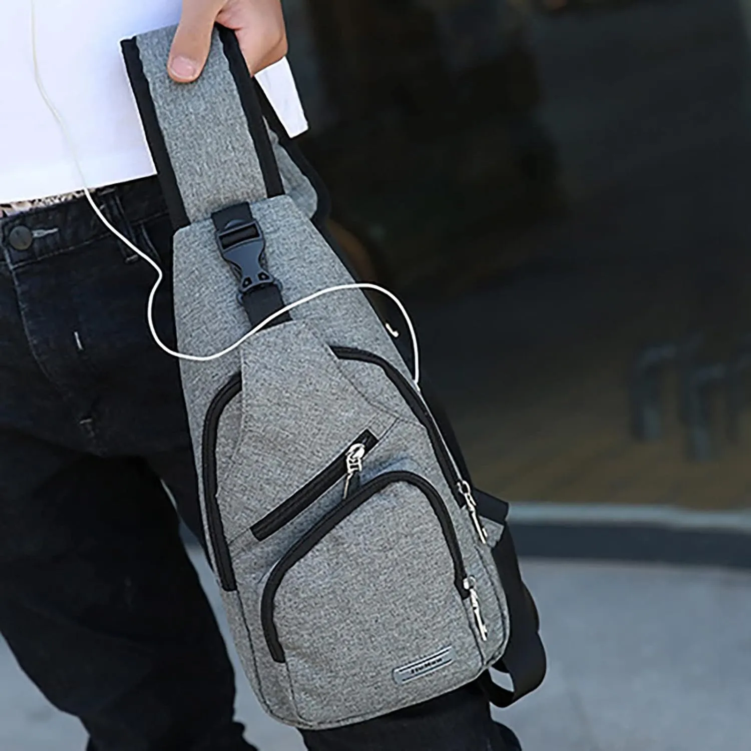 Lightweight Small Crossbody Bag for Women Men Cross Body Shoulder Bags with Keyholder Waterproof Backpack(Grey)