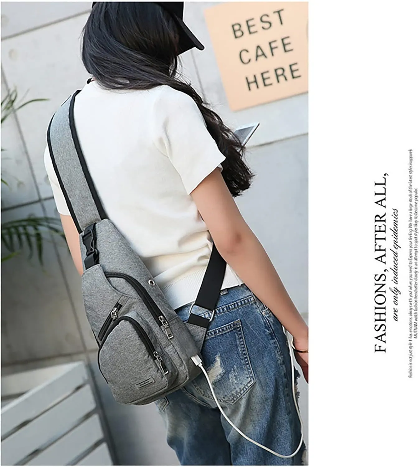 Lightweight Small Crossbody Bag for Women Men Cross Body Shoulder Bags with Keyholder Waterproof Backpack(Grey)