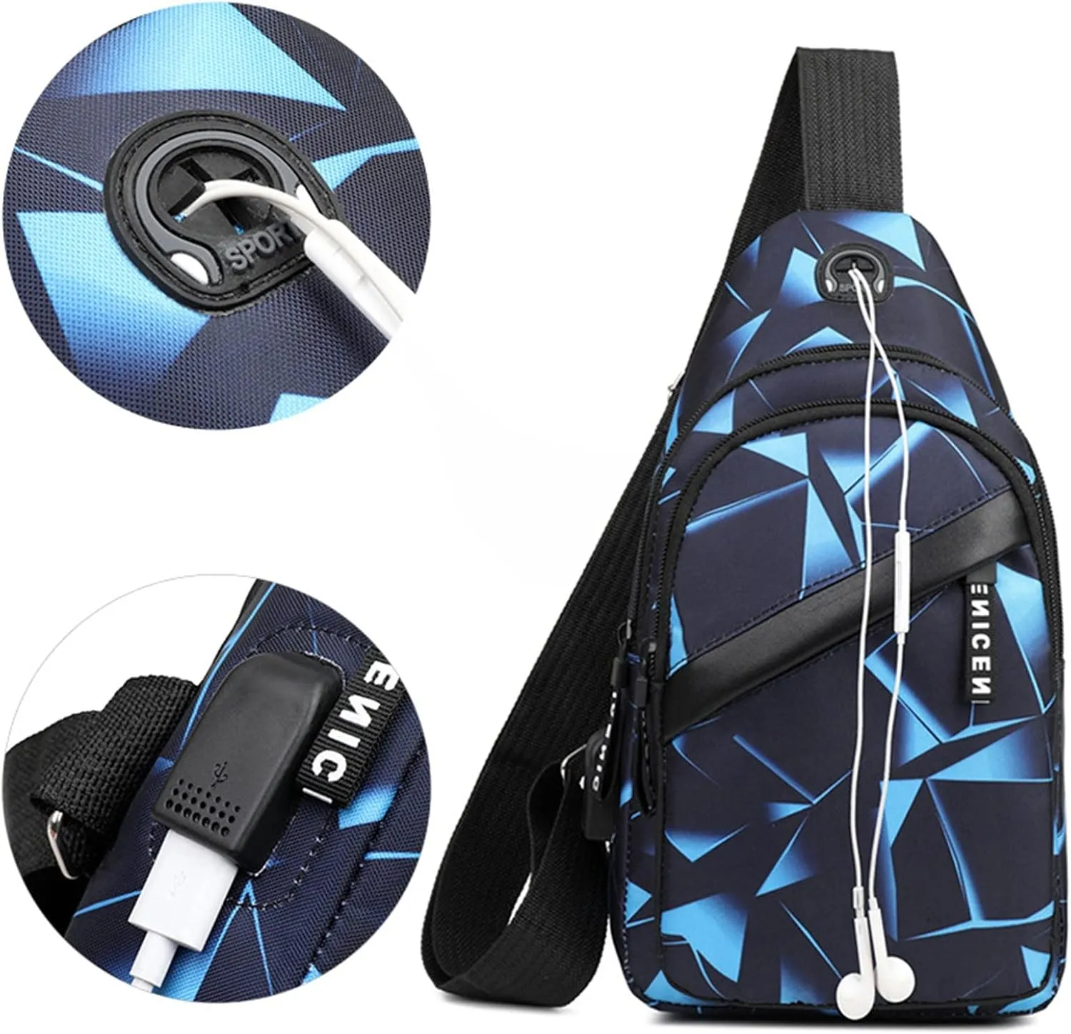 Lightweight Small Crossbody Bag for Women Men Crossbody Bags with Adjustable Guitar Strap 2025 Large Handbags(Blue)