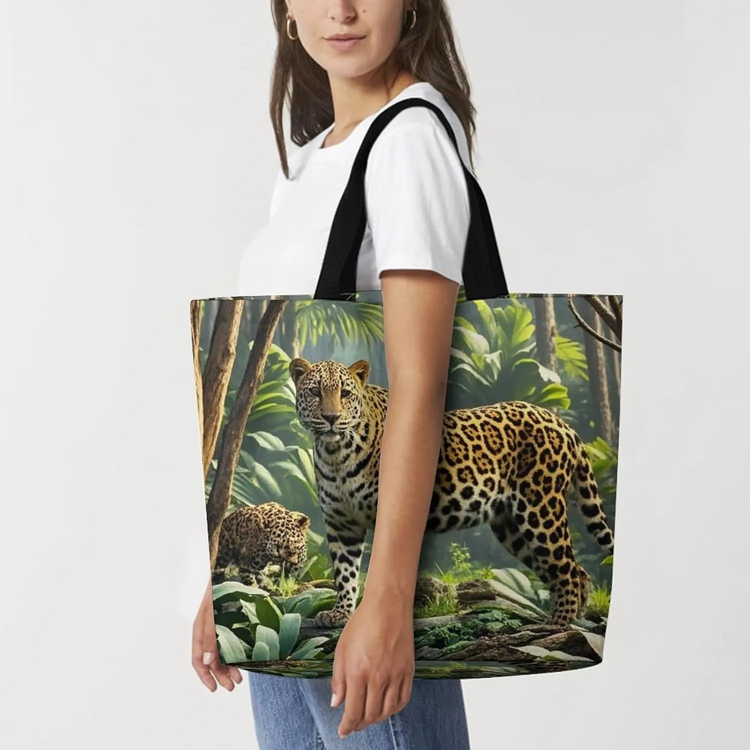Lion Sticks Out Tongue Beach Bag Reusable Tote Bag Foldable Grocery Bags Women Shopping Bags for Daily Essentials