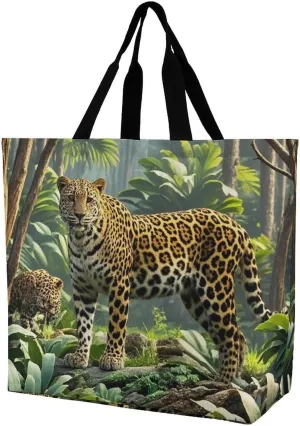 Lion Sticks Out Tongue Beach Bag Reusable Tote Bag Foldable Grocery Bags Women Shopping Bags for Daily Essentials