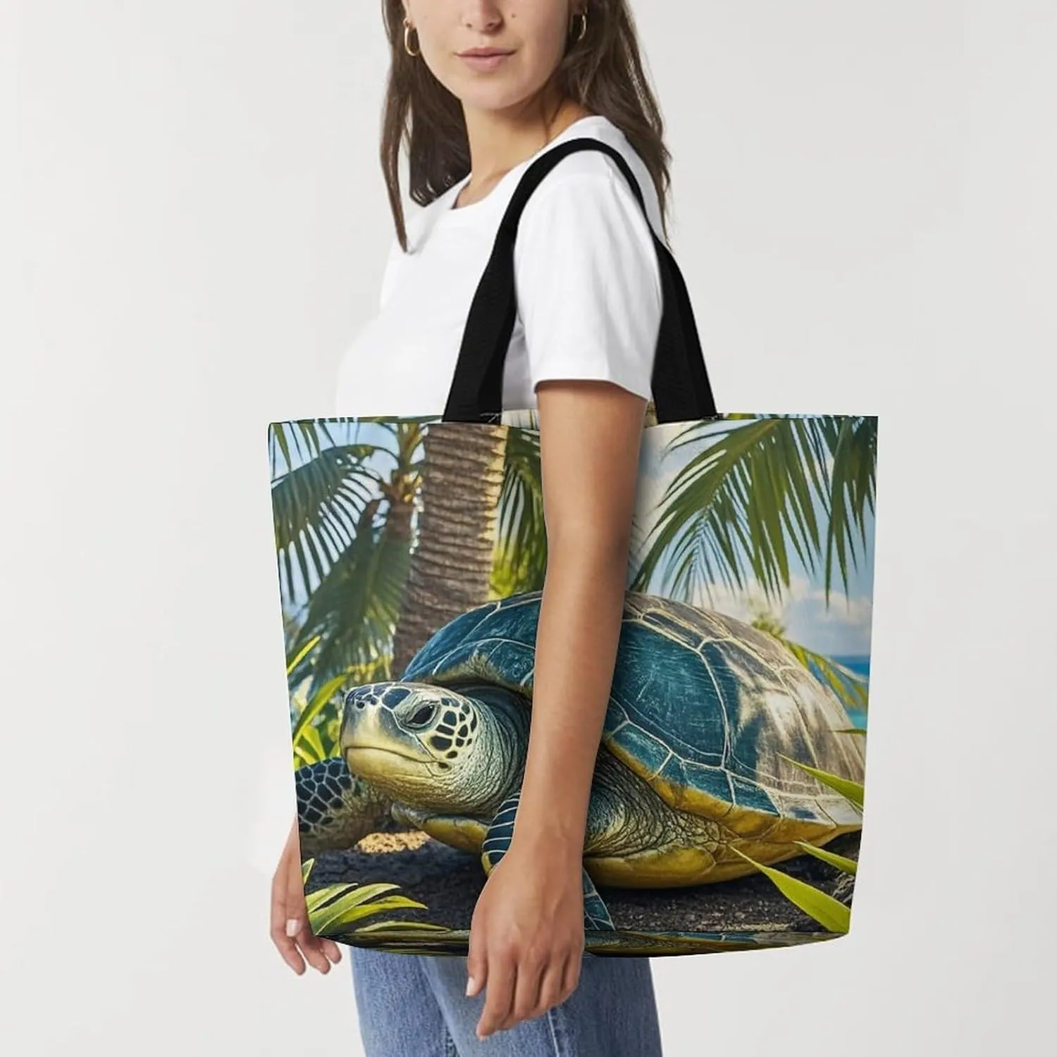Lion Sticks Out Tongue Beach Bag Reusable Tote Bag Foldable Grocery Bags Women Shopping Bags for Daily Essentials
