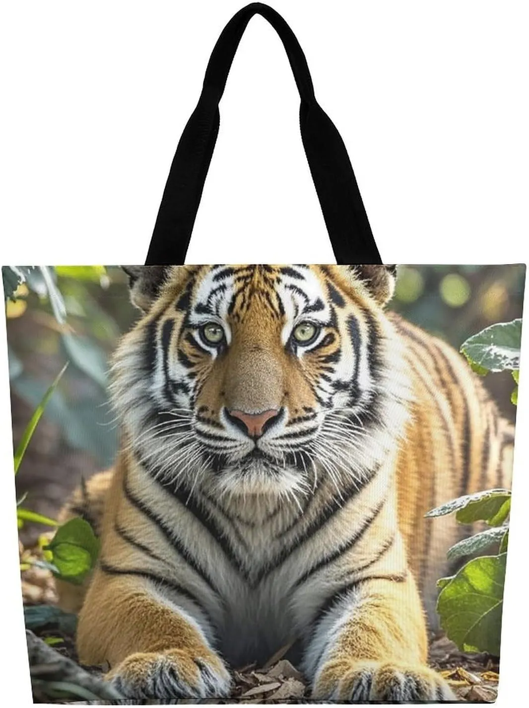 Lion Sticks Out Tongue Beach Bag Reusable Tote Bag Foldable Grocery Bags Women Shopping Bags for Daily Essentials