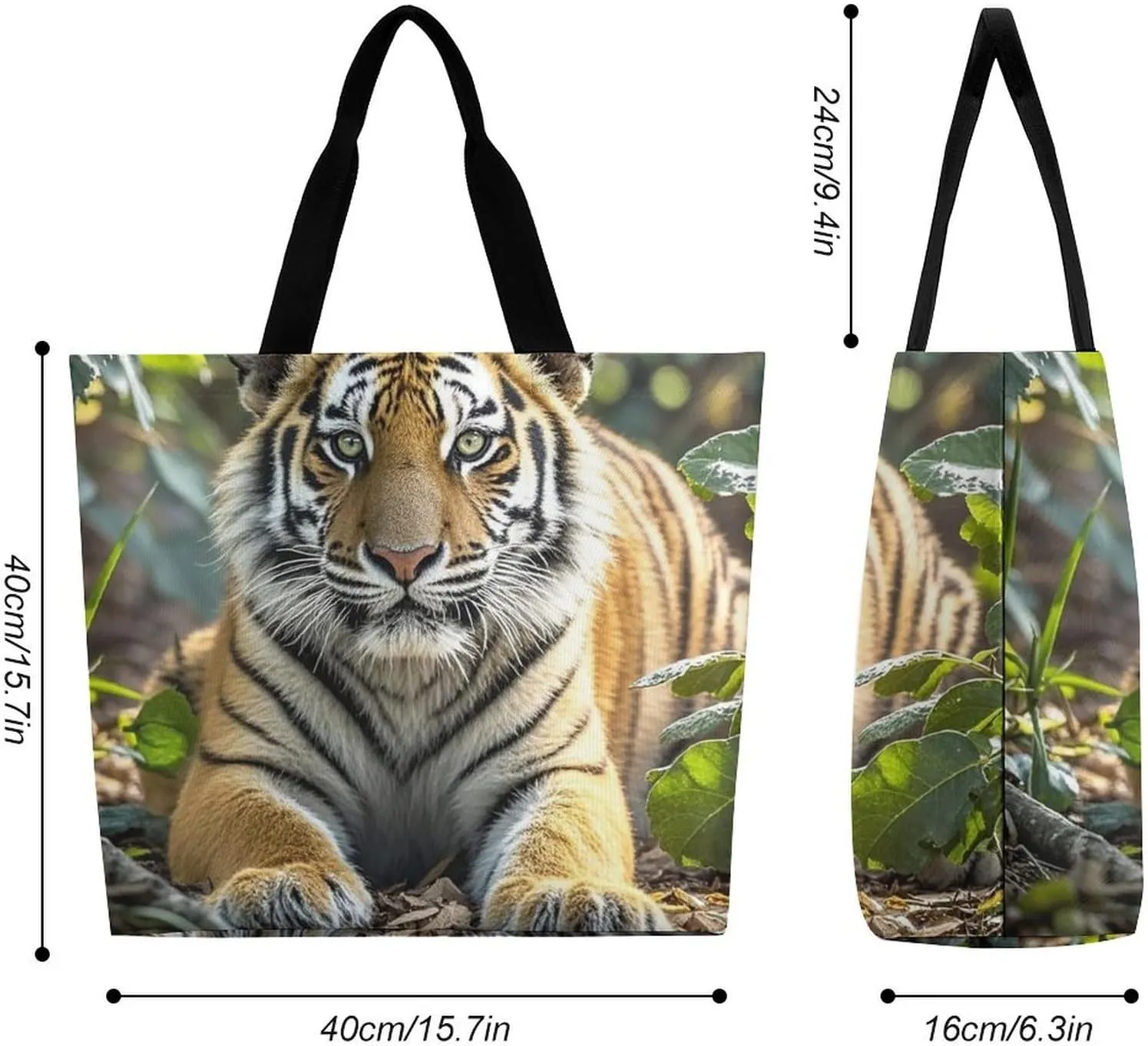 Lion Sticks Out Tongue Beach Bag Reusable Tote Bag Foldable Grocery Bags Women Shopping Bags for Daily Essentials
