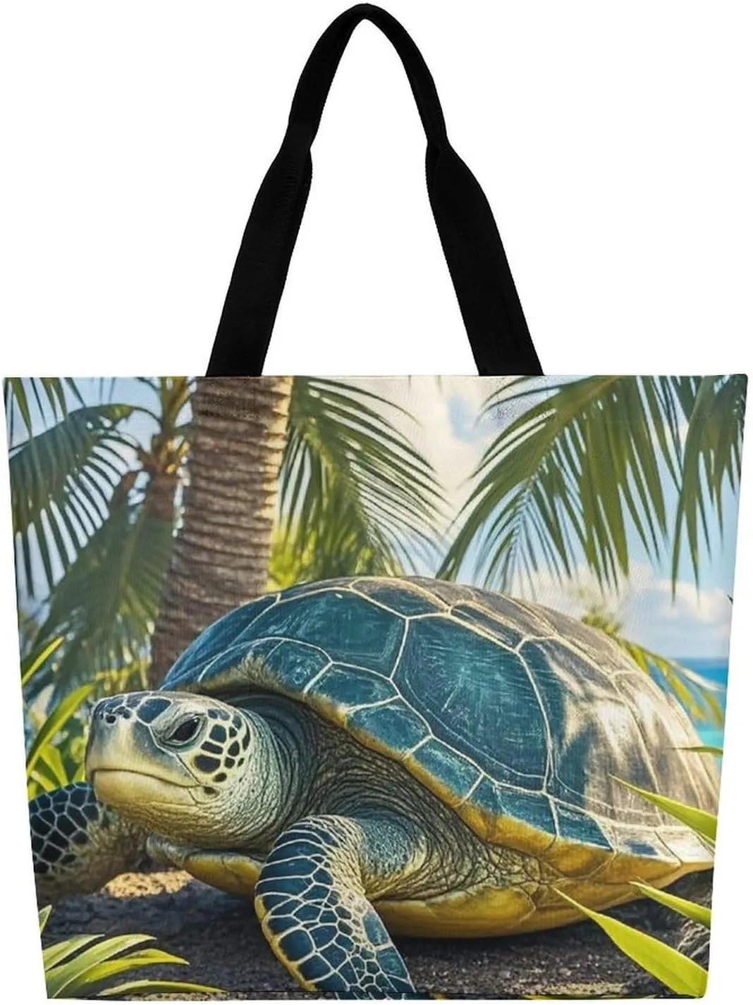 Lion Sticks Out Tongue Beach Bag Reusable Tote Bag Foldable Grocery Bags Women Shopping Bags for Daily Essentials