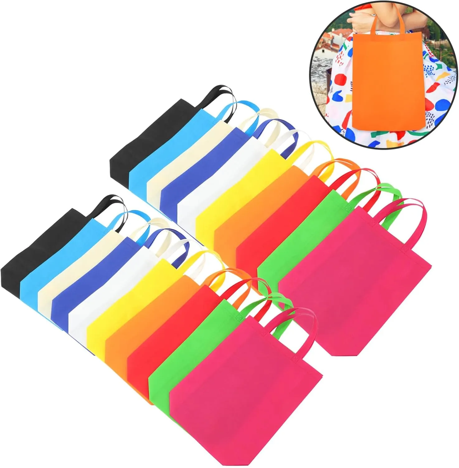 Luxshiny Blank Non Woven Tote Bags 30pcs Reusable Gift Bags with Handles Large Shopping Bags Foldable Grocery Bags