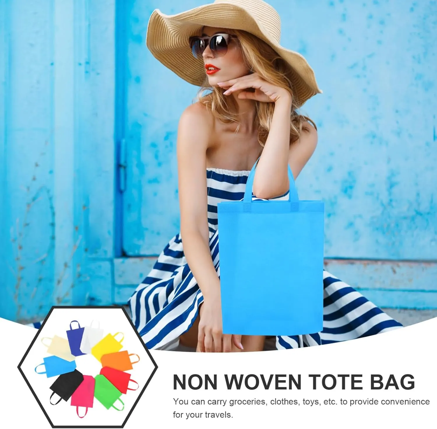 Luxshiny Blank Non Woven Tote Bags 30pcs Reusable Gift Bags with Handles Large Shopping Bags Foldable Grocery Bags
