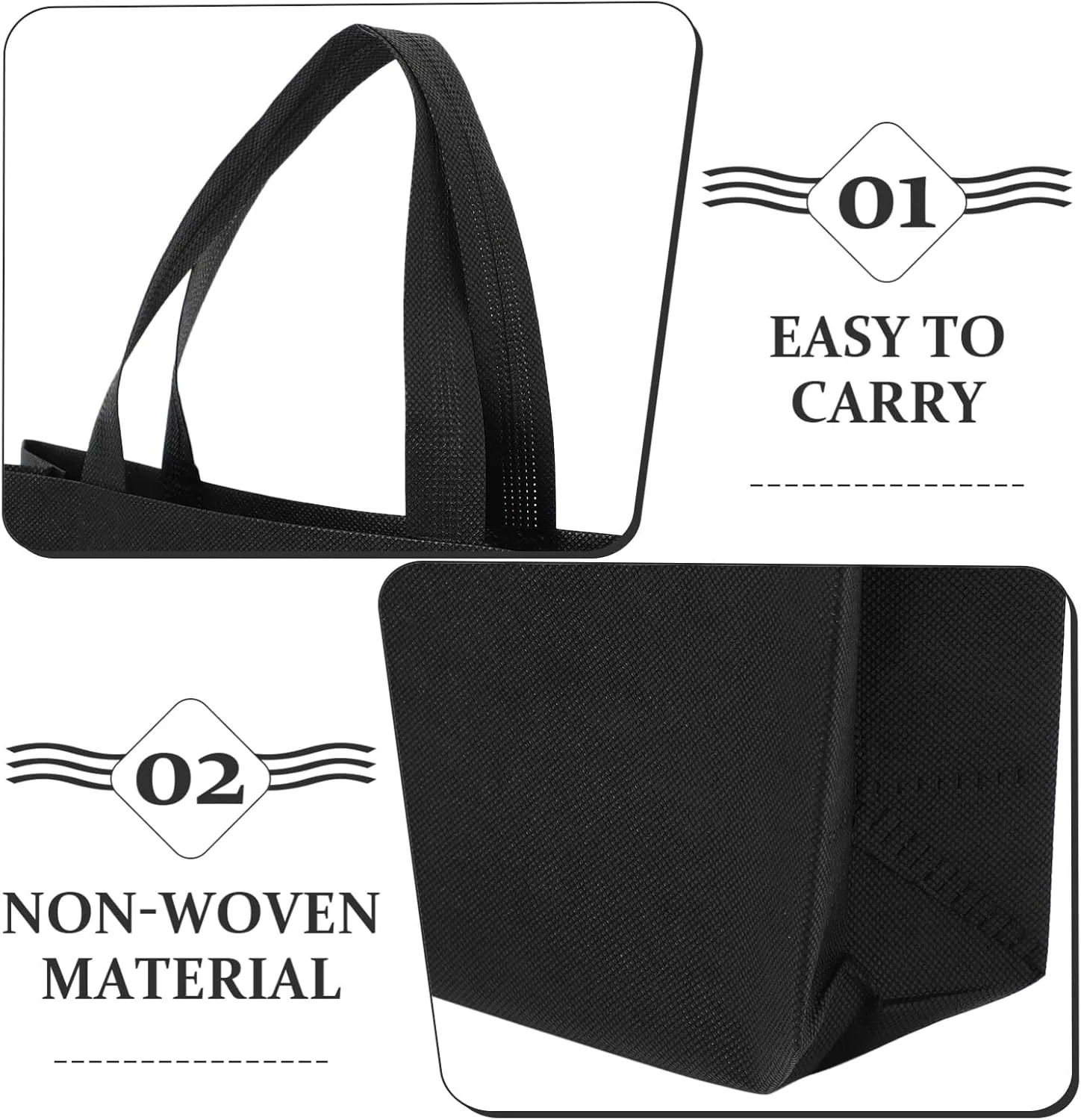 Luxshiny Blank Non Woven Tote Bags 30pcs Reusable Gift Bags with Handles Large Shopping Bags Foldable Grocery Bags