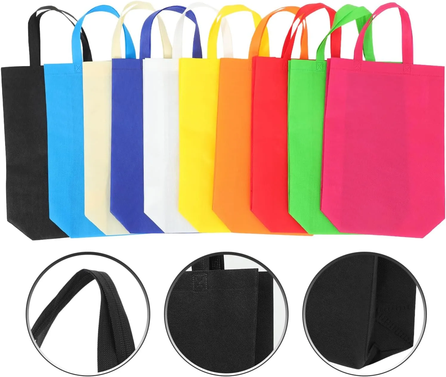 Luxshiny Blank Non Woven Tote Bags 30pcs Reusable Gift Bags with Handles Large Shopping Bags Foldable Grocery Bags