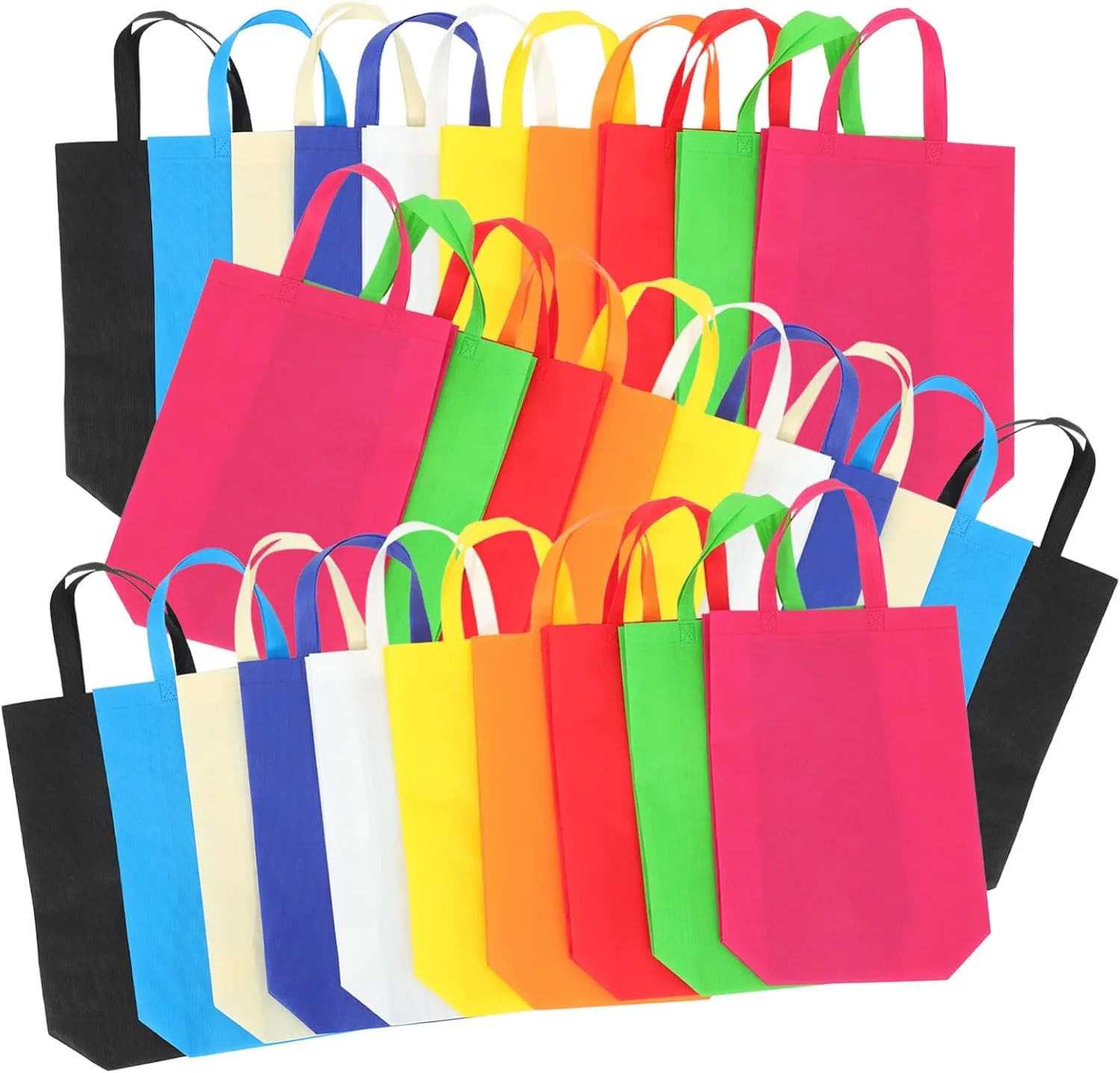 Luxshiny Blank Non Woven Tote Bags 30pcs Reusable Gift Bags with Handles Large Shopping Bags Foldable Grocery Bags