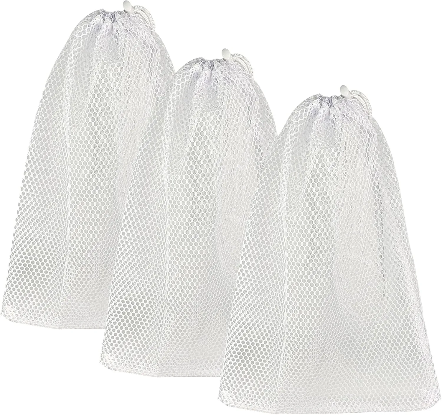 Mesh Laundry Bags with Drawstring - 12"x18" Clear Breathable Mesh Storage Bags for Clothes, Delicates & Travel Essentials - Small White Bags for Organizing Underwear, Socks, Baby Clothes