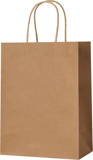 METAPRINT 100 Pack 5.8x3.2x8.25 Inch Small Brown Paper Bags with Handles Bulk, Paper Gift Bags, Kraft Bag for Birthday, Party Favors, Grocery, Retail, Shopping, Business