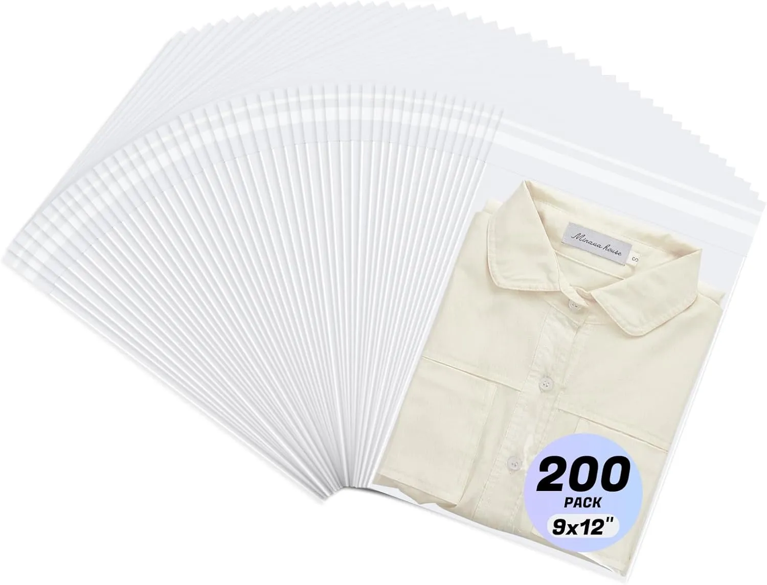 METRONIC 9x12 Inch (200 Pack) Clear Plastic Bags for Packaging, Clothing, T-Shirts, Strong Packing Self Adhesive Cellophane OPP Poly Transparent Self Seal Bag for Prints, Photos, Documents
