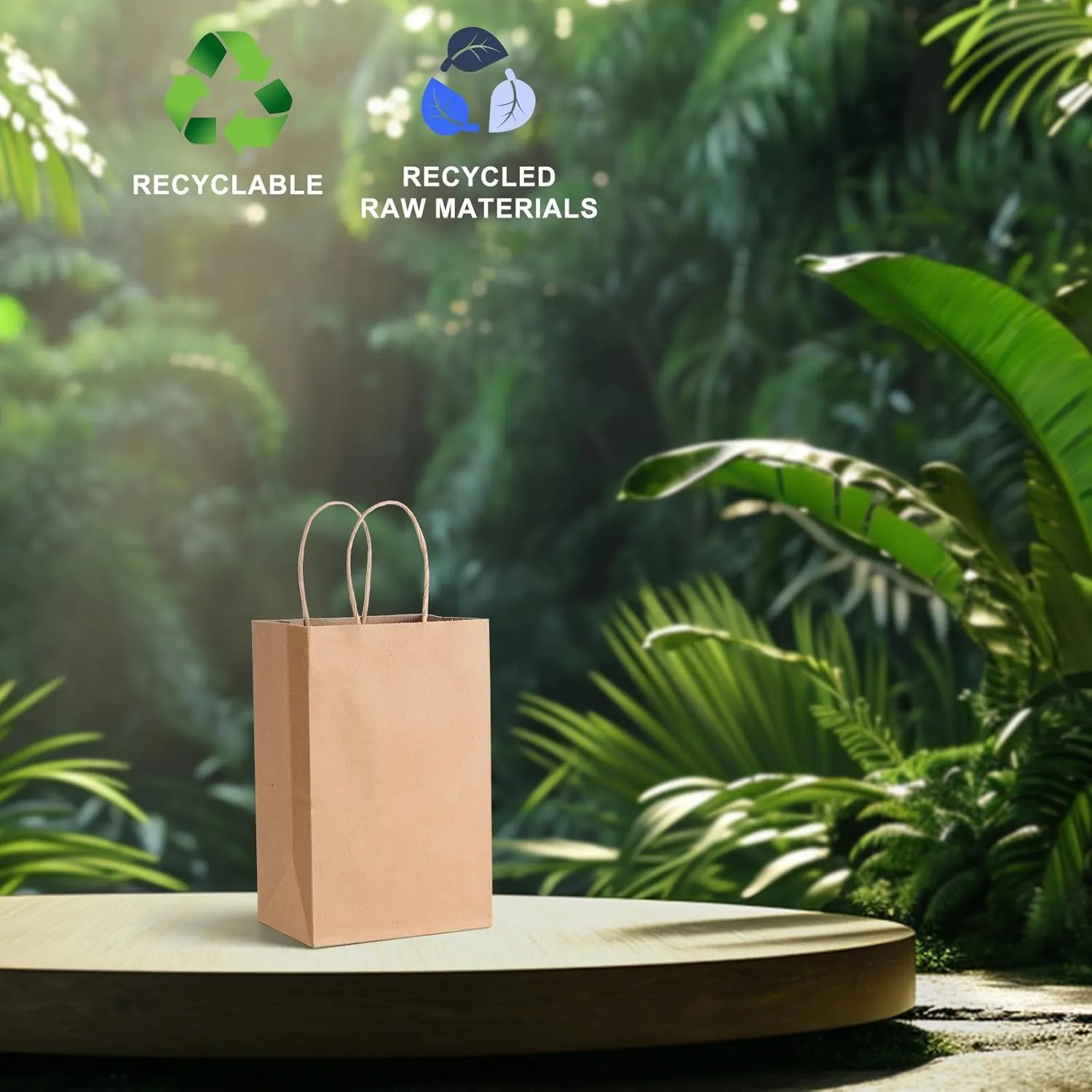 METRONIC Paper Gift Bags 5.25x3.75x8 50Pcs, Christmas Gift Wrap Bags with Handles, Brown Kraft Paper Bags for Small Business, Heavy Duty Bulk Paper Bags for Birthday Party Favors, Shopping, Retail,