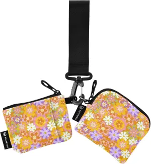 Mini Around Wristlet Keychain Dual Pouch Wallets for Women's Mini Coin Purse Pouch Pattern 3